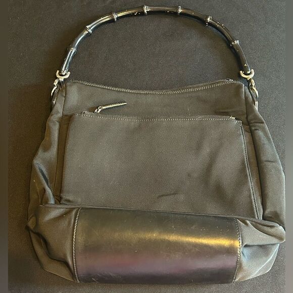 Gucci Diana Cloth & Leather Bamboo Black Women's Bag Excellent Condition - Picture 3 of 16